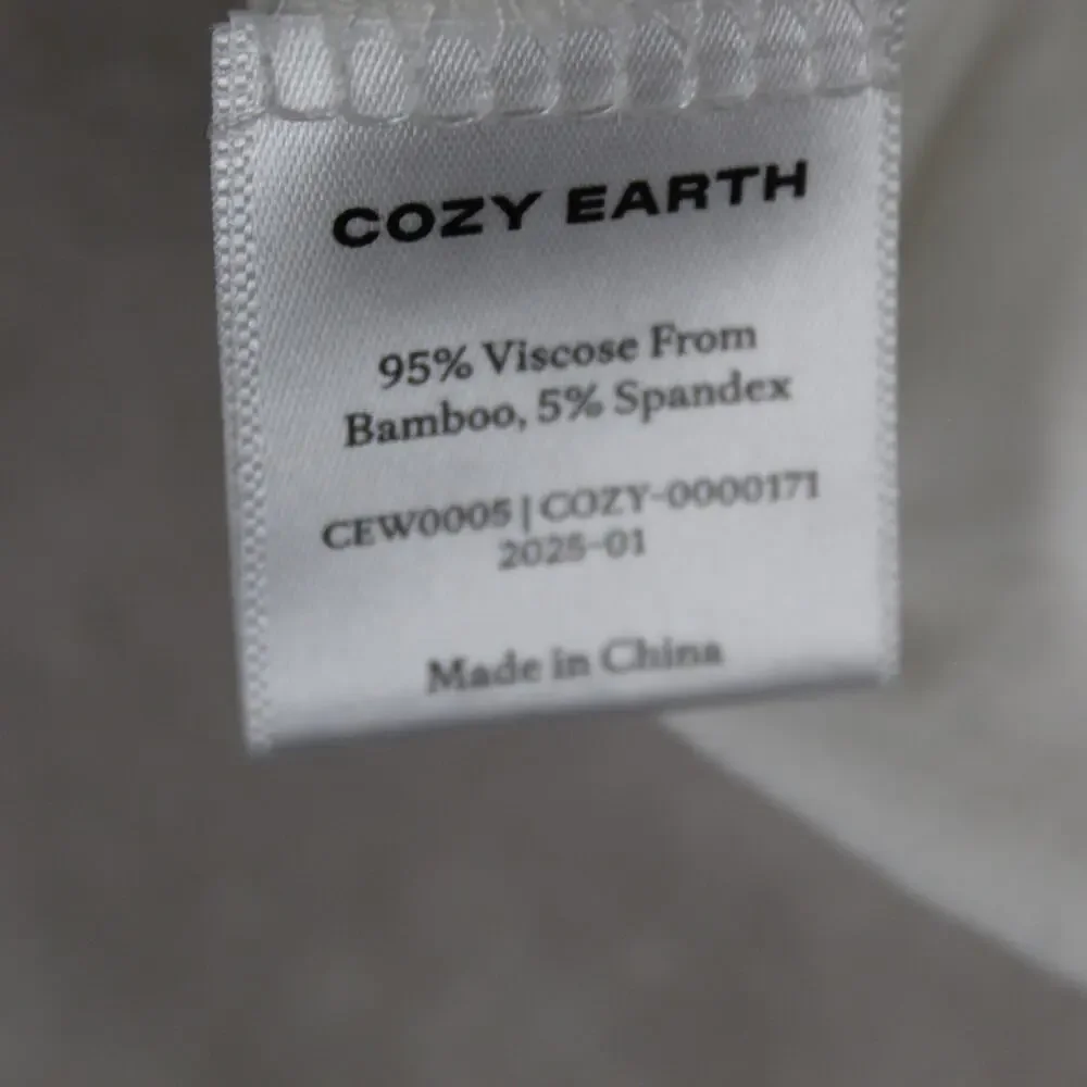 Cozy Earth Pajama Set Womens Medium White Bamboo Button Drawstring Sleepwear